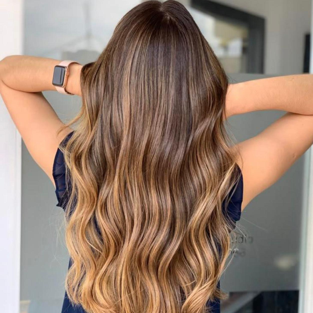Sun kissed balayage golden hour brunette